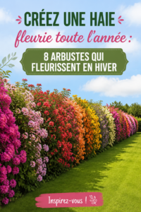 Un jardin fleuri en hiver avec des arbustes colorés