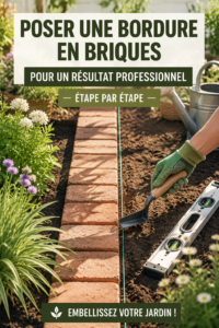 Mains posant des briques pour une bordure de jardin bien structurée.