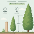 Illustration d'un terrain avec bornage et cadastre, symbolisant la délimitations des propriétés.