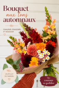 Bouquet d'automne aux couleurs chaudes avec des feuilles et des fleurs variées