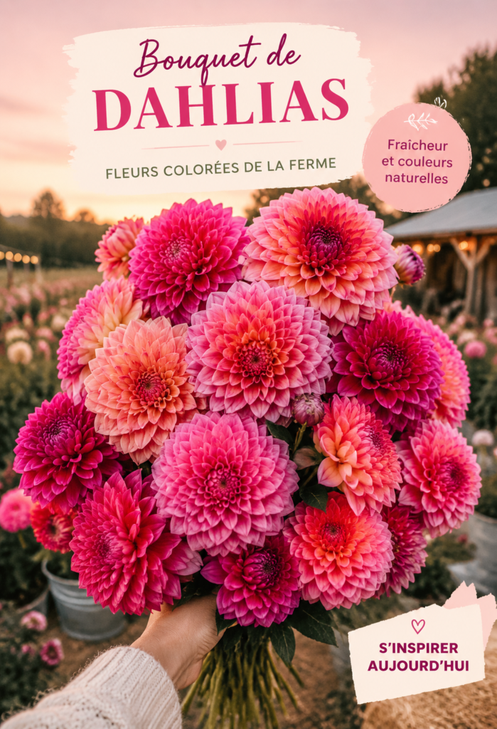Bouquet coloré de dahlias éclatants dans un vase