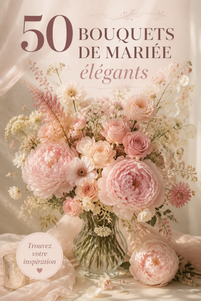 Un bouquet de mariage élégant avec des roses et des pivoines dans des tons pastel