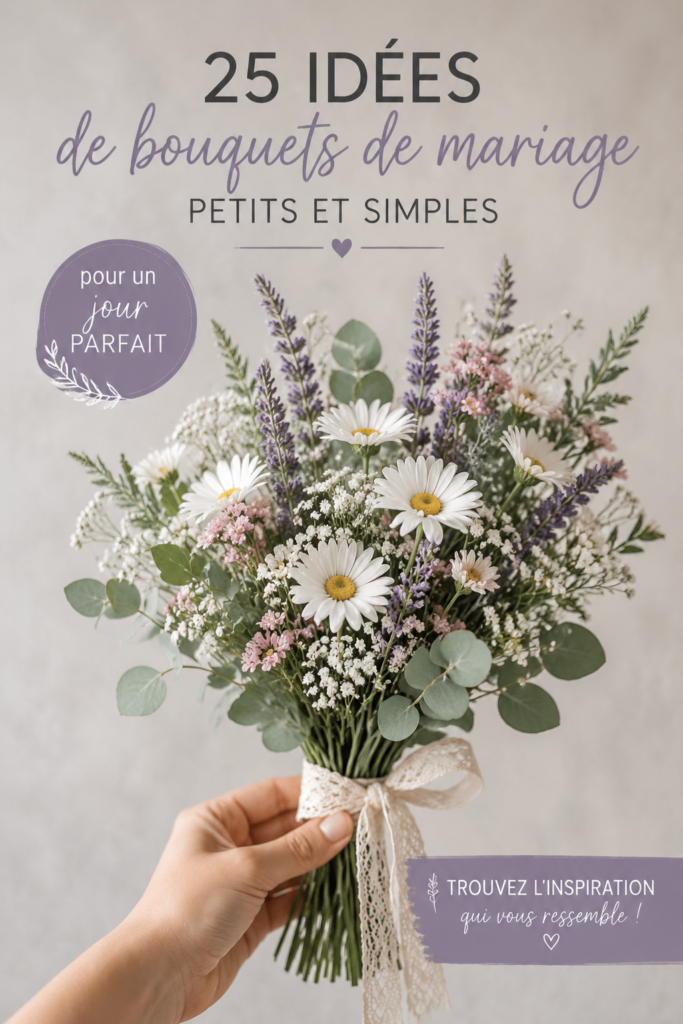 Bouquet de mariage chic et simple composé de roses blanches et de feuillage frais