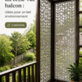 Balcon décoré avec un brise-vue élégant et des plantes, créant une atmosphère intime.