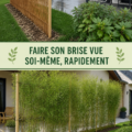 Un brise vue fait maison en bois, apportant une touche chaleureuse à un jardin.