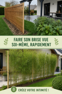 Un brise vue fait maison en bois, apportant une touche chaleureuse à un jardin.