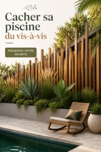 Une piscine bien cachée derrière des plantes luxuriantes, préservant l'intimité du jardin.