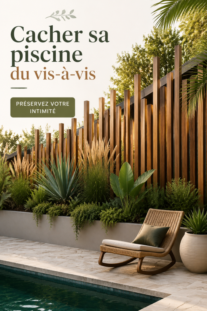 Une piscine bien cachée derrière des plantes luxuriantes, préservant l'intimité du jardin.