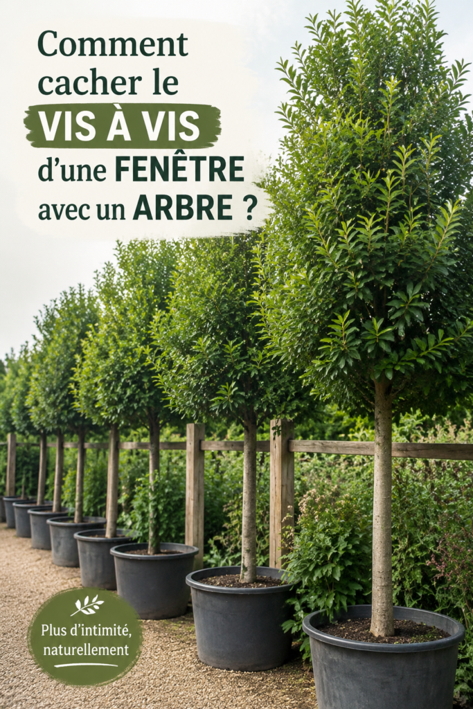 Un jardin calme avec des arbres cachant un vis-à-vis