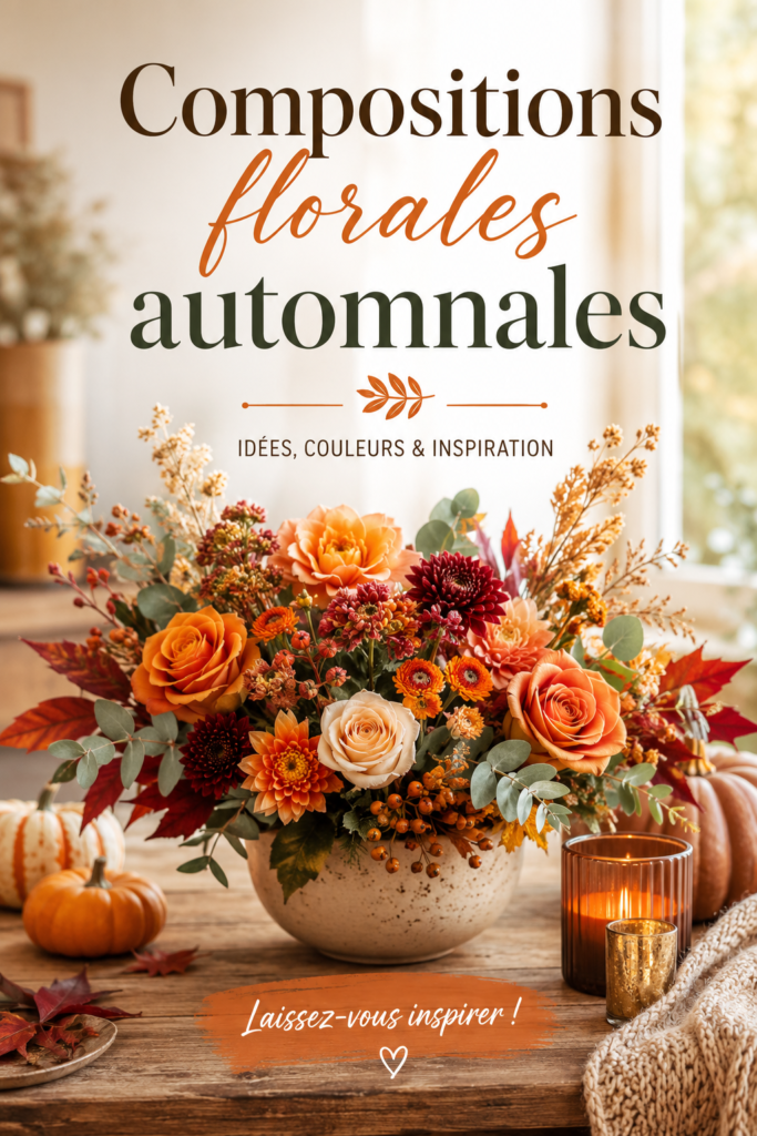 Composition florale d’automne avec des fleurs colorées et des feuillages