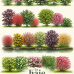 Une haie multi variétale colorée qui embellit un jardin.