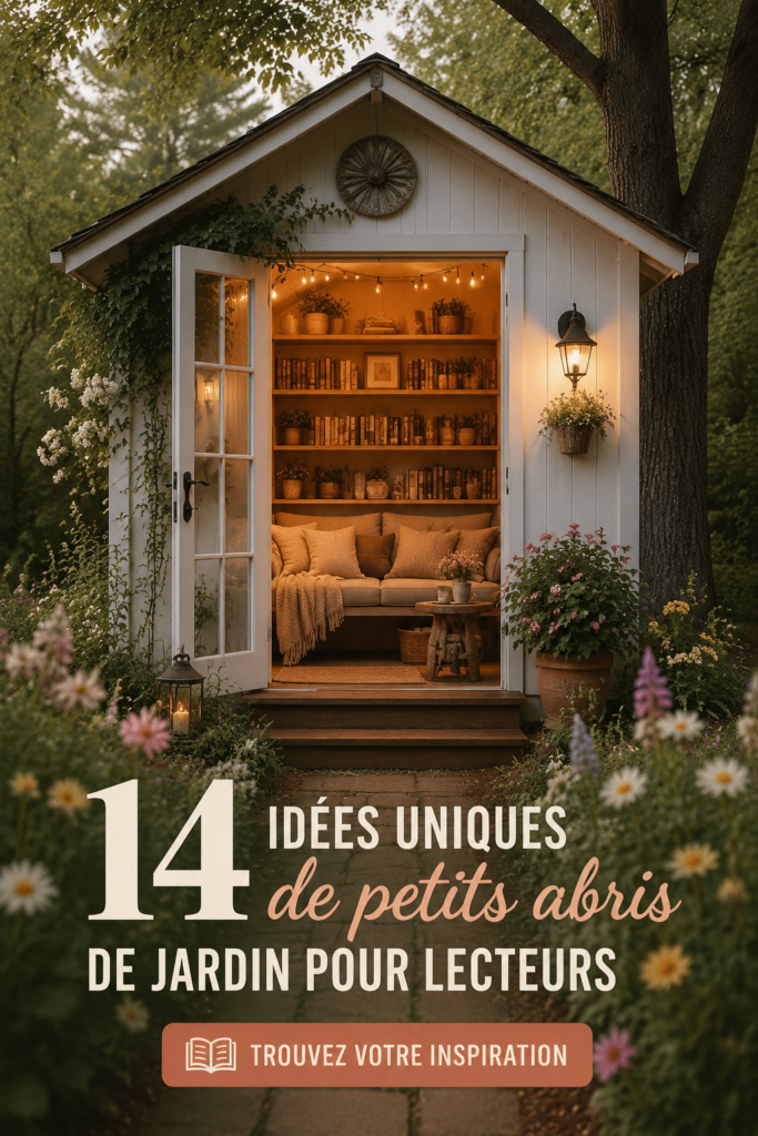 Cabanon de jardin en bois aménagé en coin lecture confortable