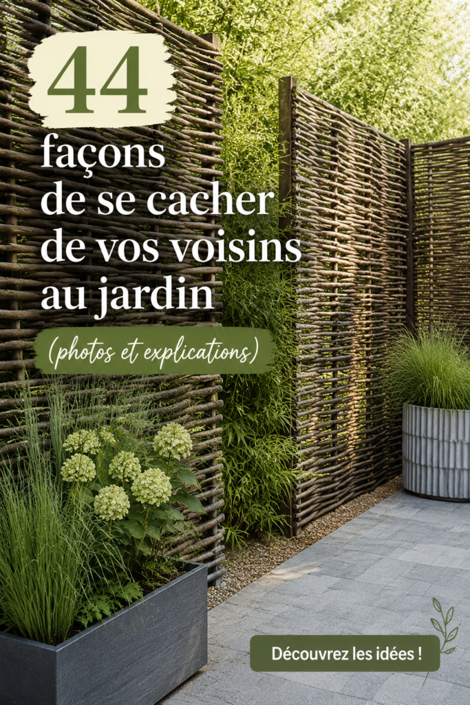 Une vue d'un jardin élégant et intime avec des plantes luxuriantes protégeant des regards