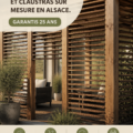 Brise-vues en bois sur mesure dans un jardin en Alsace, offrant intimité et style.