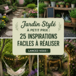 Un jardin stylé avec des plantes colorées et un mobilier extérieur accueillant