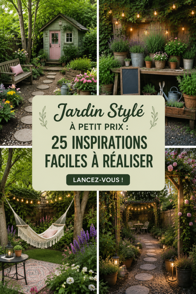 Un jardin stylé avec des plantes colorées et un mobilier extérieur accueillant