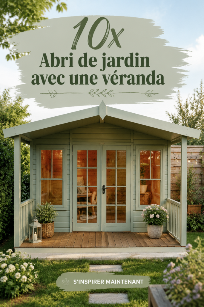 Maison de jardin moderne avec une terrasse spacieuse entourée de verdure.