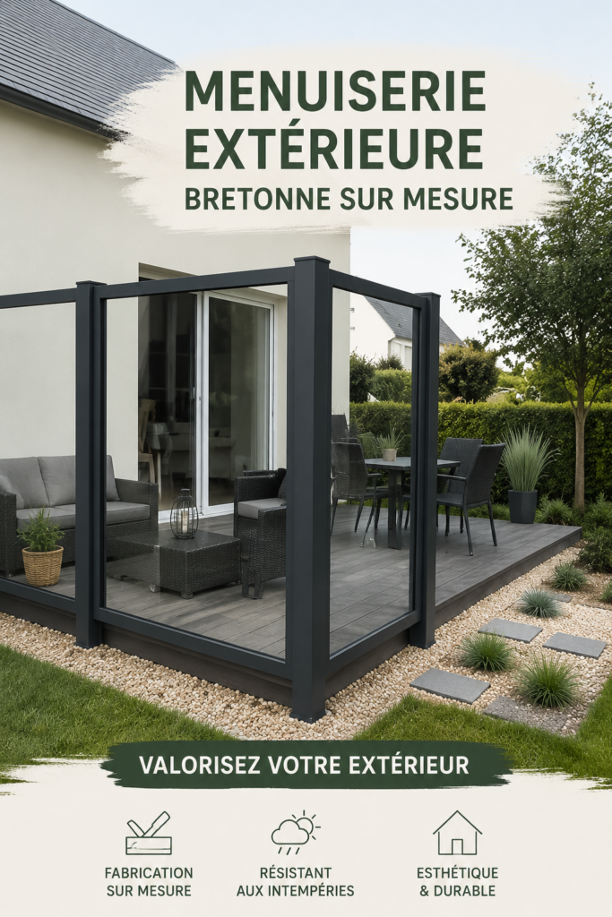 Terrasse en bois sur mesure inspirée par la menuiserie bretonne.