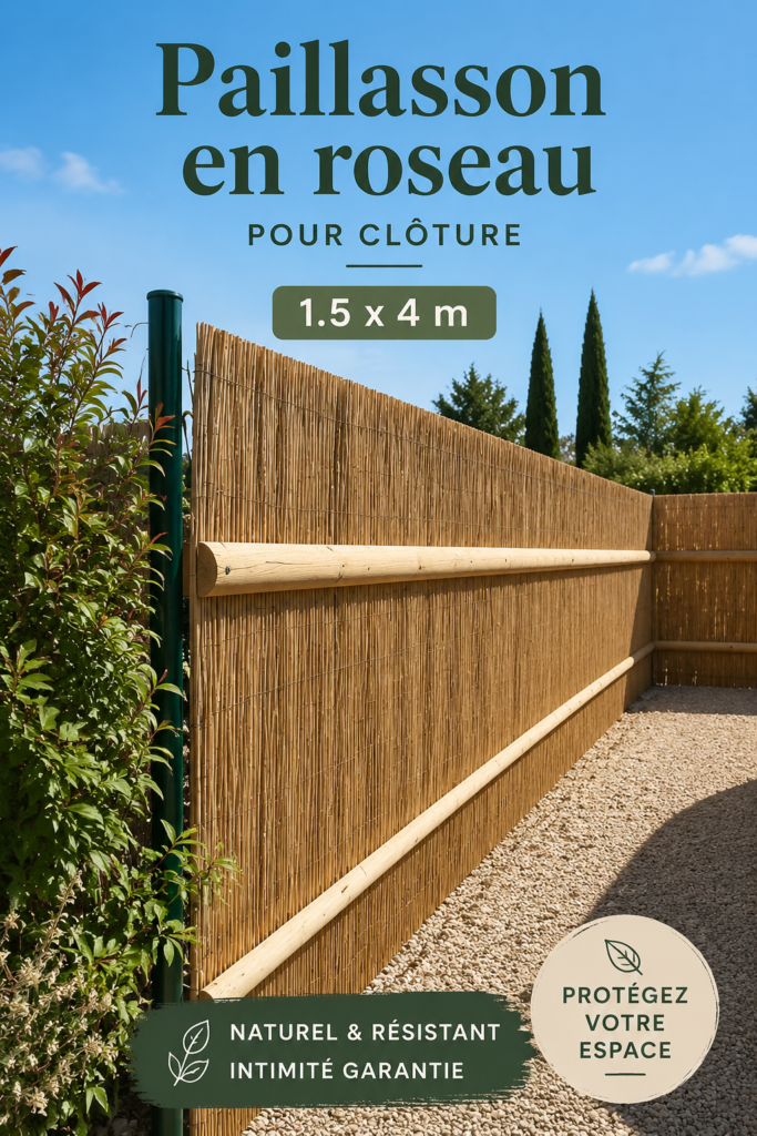 Un paillasson en roseau élégant devant une porte d'entrée, ajoutant une touche naturelle.