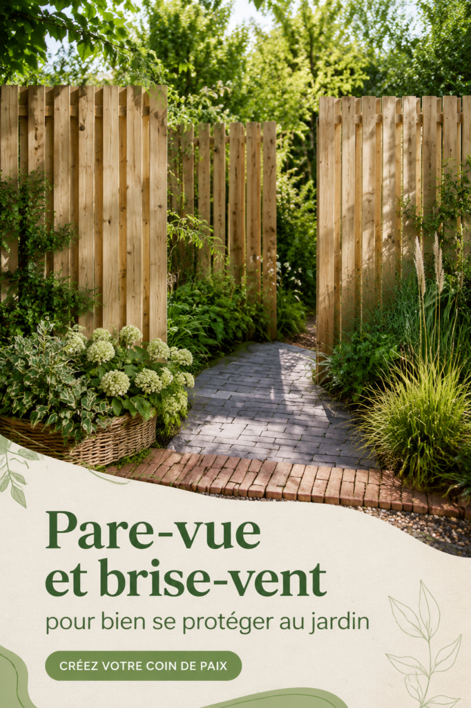 Jardin protégé par un pare-vue en bois