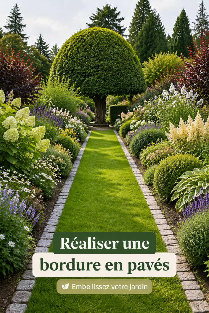 Bordure en pavés de jardin bien réalisée