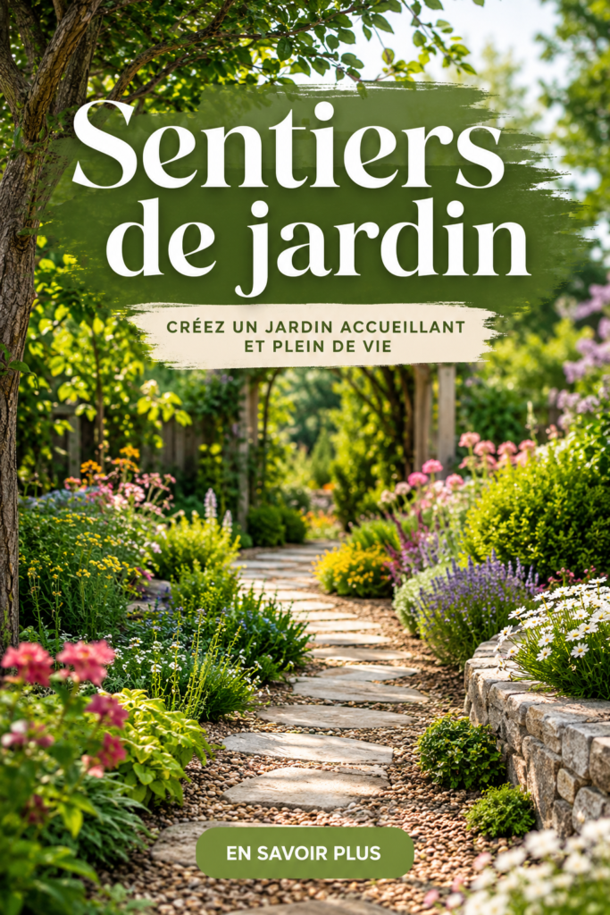 Sentier de jardin en gravier bordé de fleurs colorées