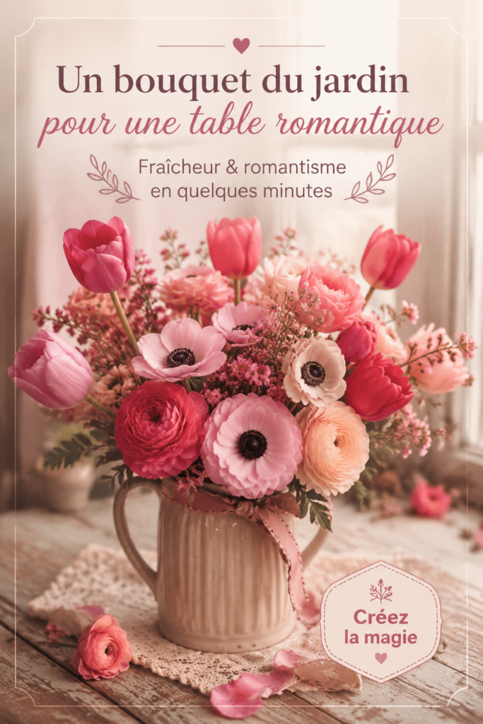 Arrangement floral coloré sur une table romantique pour la Saint-Valentin