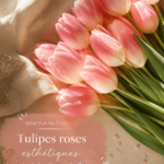 Bouquet de tulipes roses dans un jardin ensoleillé