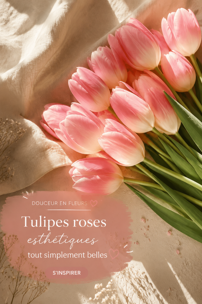 Bouquet de tulipes roses dans un jardin ensoleillé