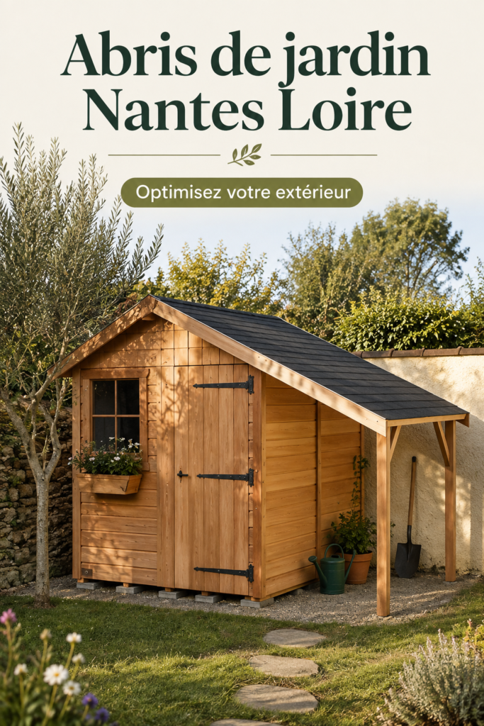Abris de jardin en bois élégants dans un jardin nantais
