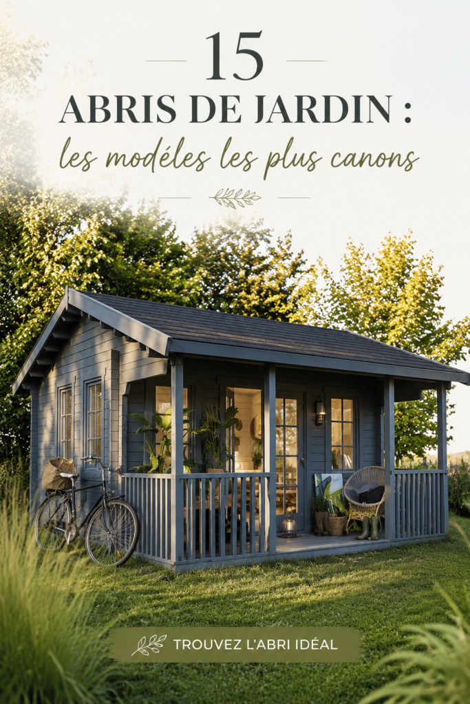 Un abri de jardin en bois moderne entouré de verdure, ajoutant du charme à un espace extérieur.