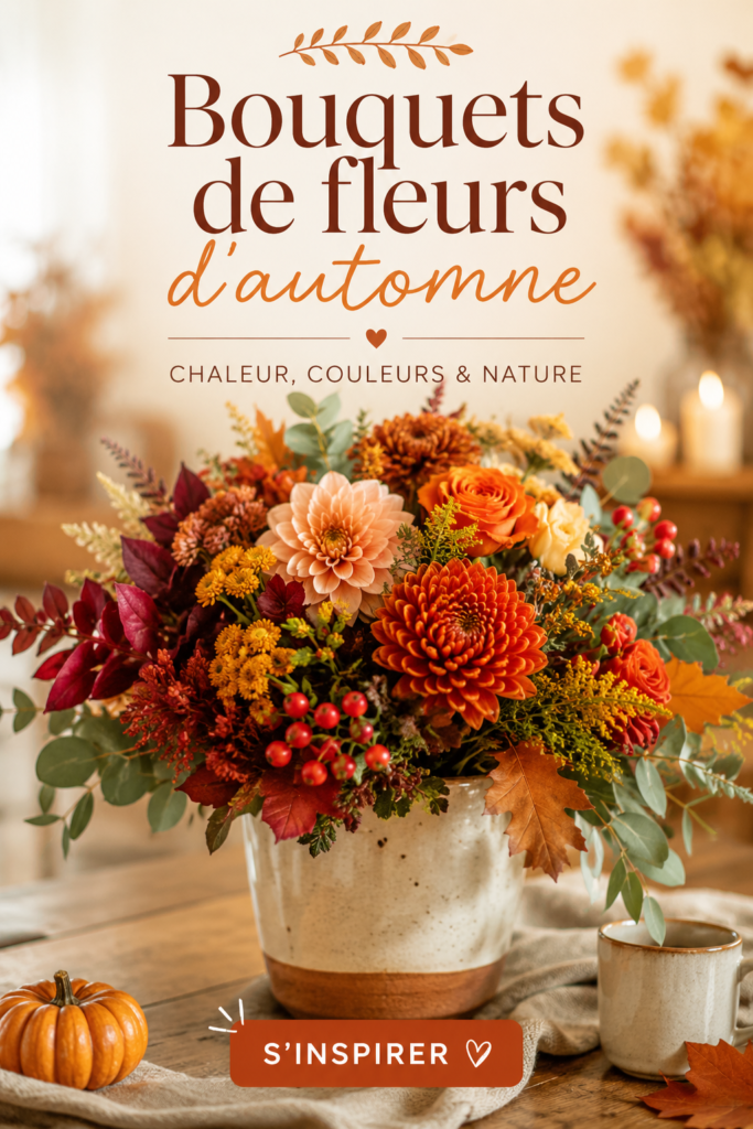 Bouquet d'automne coloré avec des dahlias et des feuilles dorées