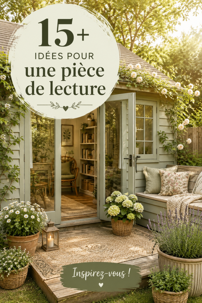 Un coin lecture cosy avec un fauteuil confortable et des livres entourés de lumière douce.