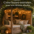 Un coin lecture magique avec un fauteuil confortable et des plantes verdoyantes