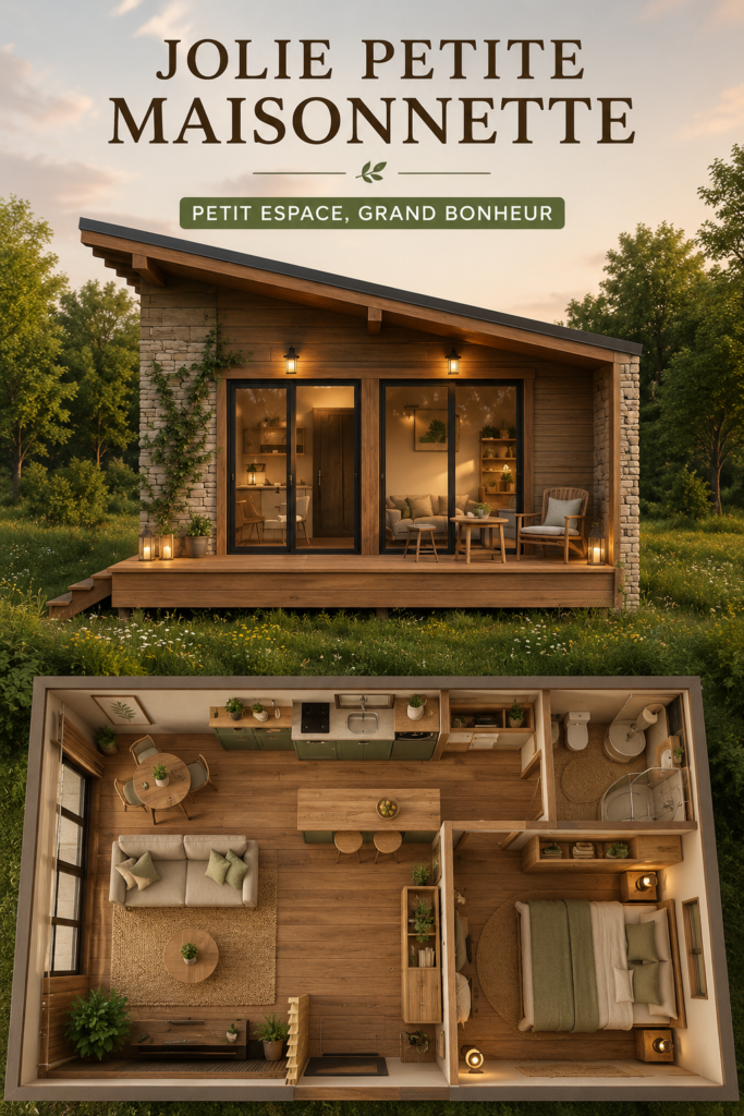 Un jardin décoré dans le style cottage avec des fleurs colorées et des meubles en bois.