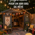 Un espace jardin chaleureux avec un barbecue et des chaises confortables.