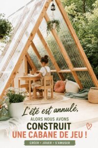 Maison de jeu colorée dans un jardin verdoyant, conçue pour le plaisir des enfants.