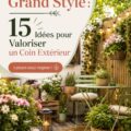 Aménagement d'un petit jardin moderne avec fleurs colorées et mobilier compact.