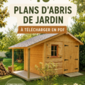 Un abri de jardin en bois couleur naturelle dans un jardin fleuri, représentant une construction pratique et esthétique.
