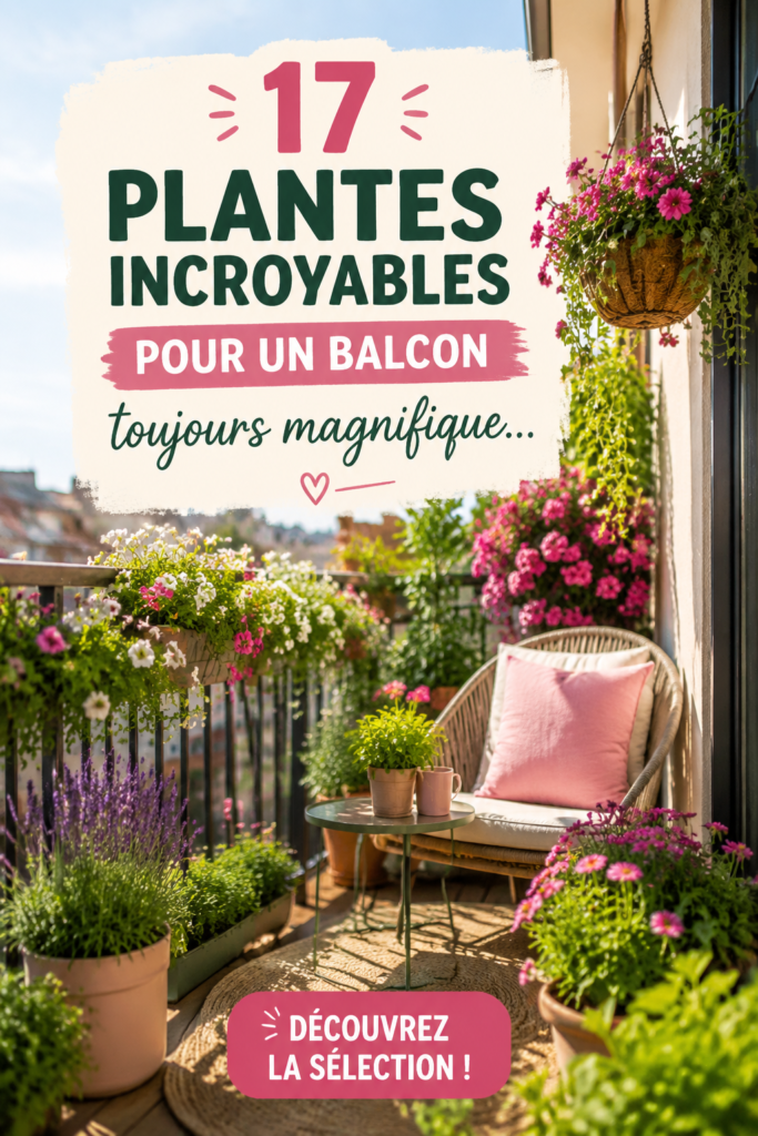 Un balcon fleuri avec diverses plantes vertes et colorées.