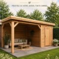 Véranda moderne avec des plantes et du mobilier confortable