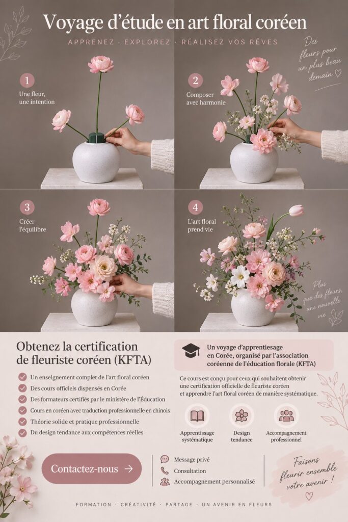 Bouquet de fleurs coréennes colorées, mettant en avant des techniques d'arrangement floral