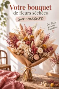 Un bouquet de fleurs séchées personnalisé avec des teintes douces et une belle harmonie.