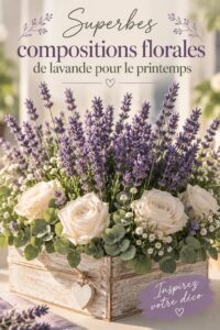 Bouquet floral de lavande dans un vase en verre sur une table en terrasse