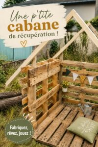 Cabane de jardin construite en matériaux récupérés, offrant un espace chaleureux et accueillant.