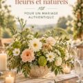 Centre de table floral naturel pour un mariage, incluant des fleurs colorées et des feuillages luxuriants.