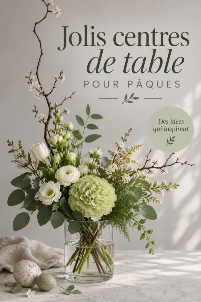 Centre de table printanier avec des fleurs colorées pour Pâques