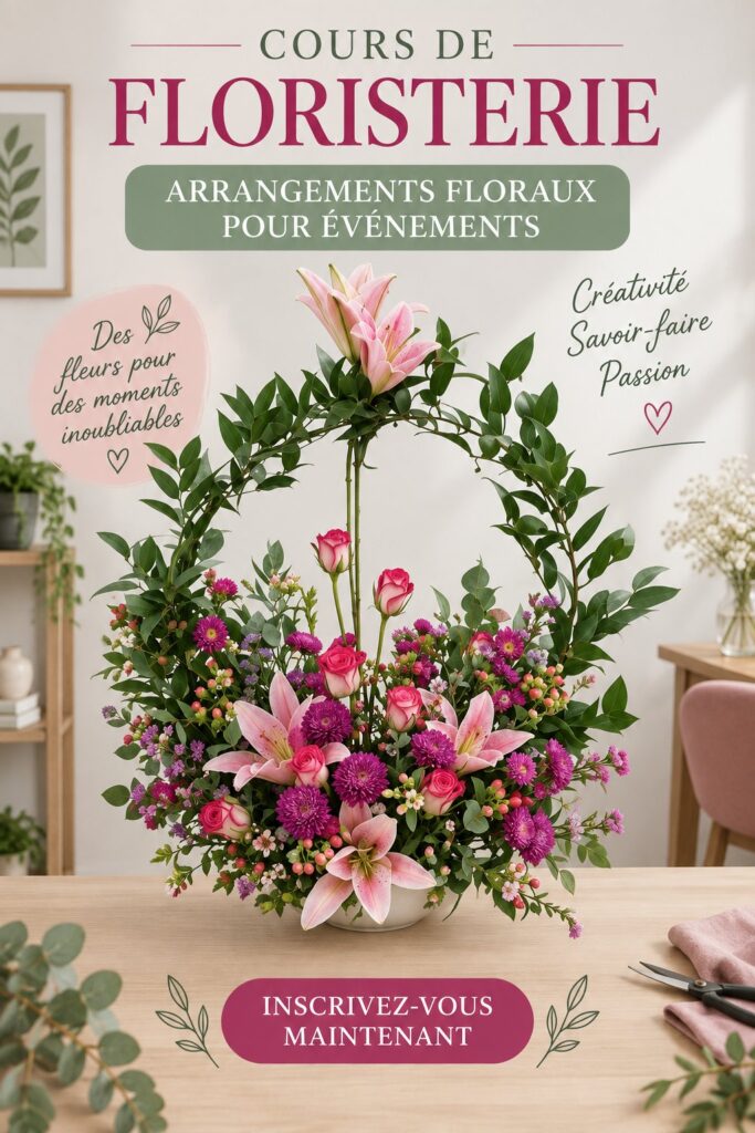 Arrangement floral coloré pour un évènement festif avec des fleurs variées.