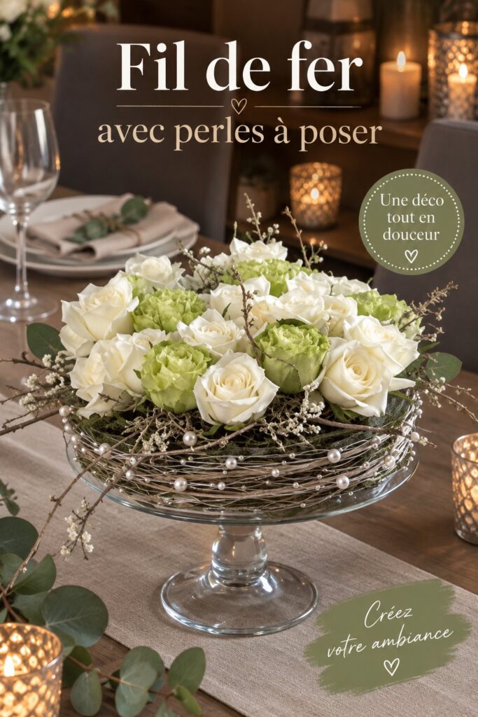 Décoration de jardin en fil de fer et perles colorées, apportant une touche personnalisée à l'extérieur.