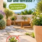 Terrasse propre et bien entretenue sans mauvaises herbes
